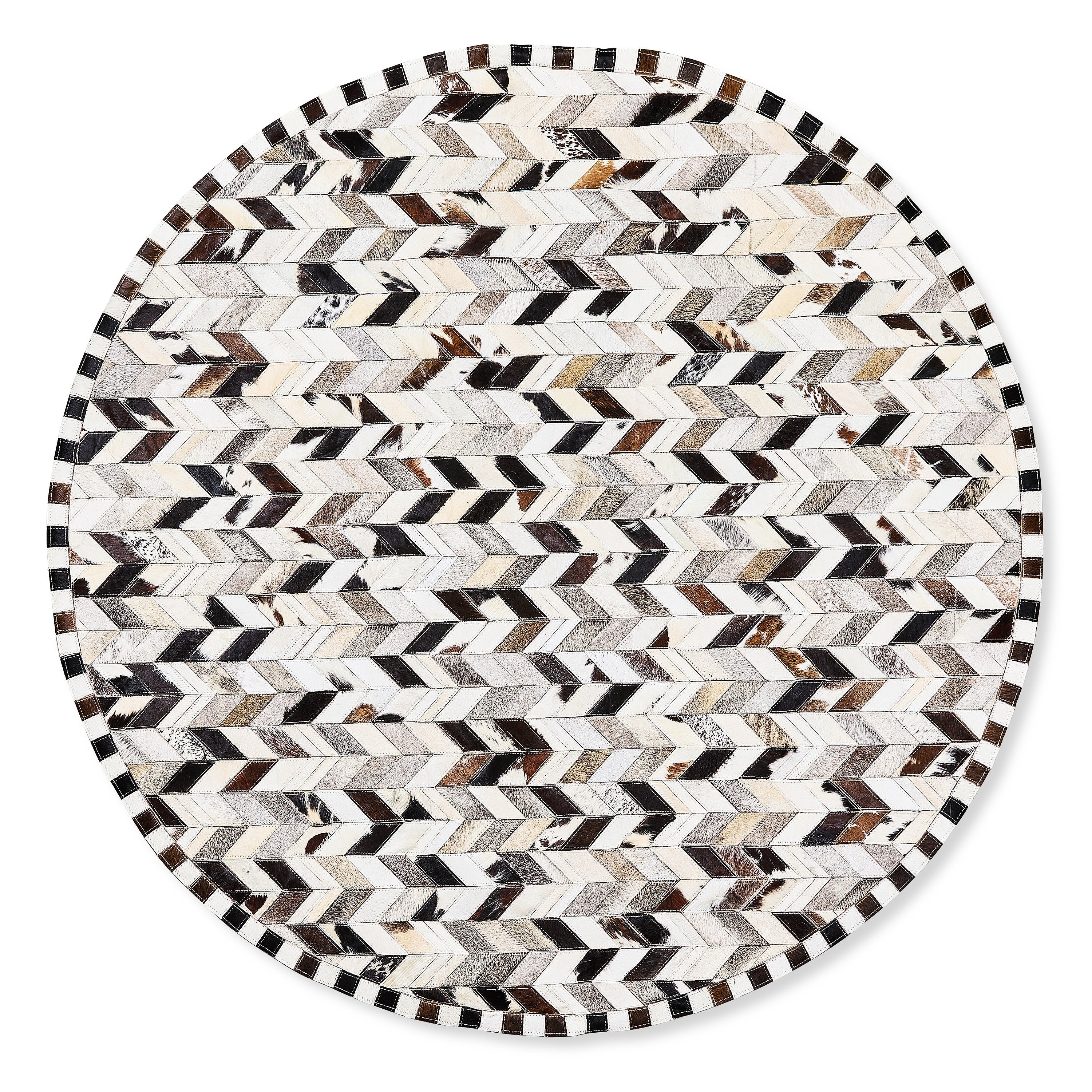 Black Herringbone Hair on Hide 6¡ä Round Rug