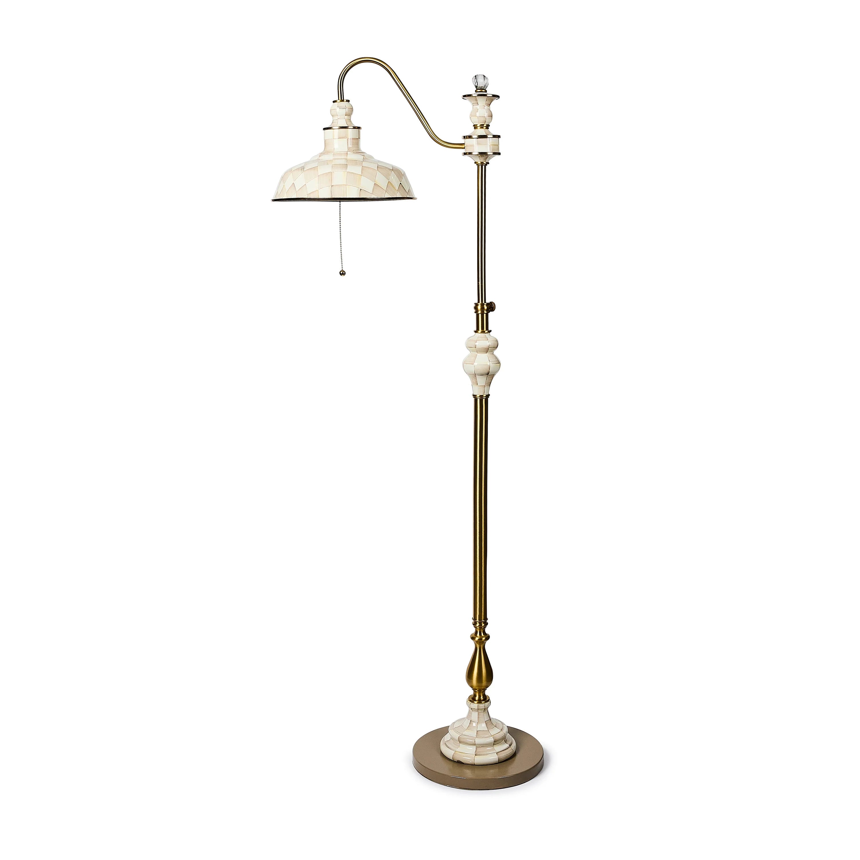 Mocha Check Farmhouse Floor Lamp