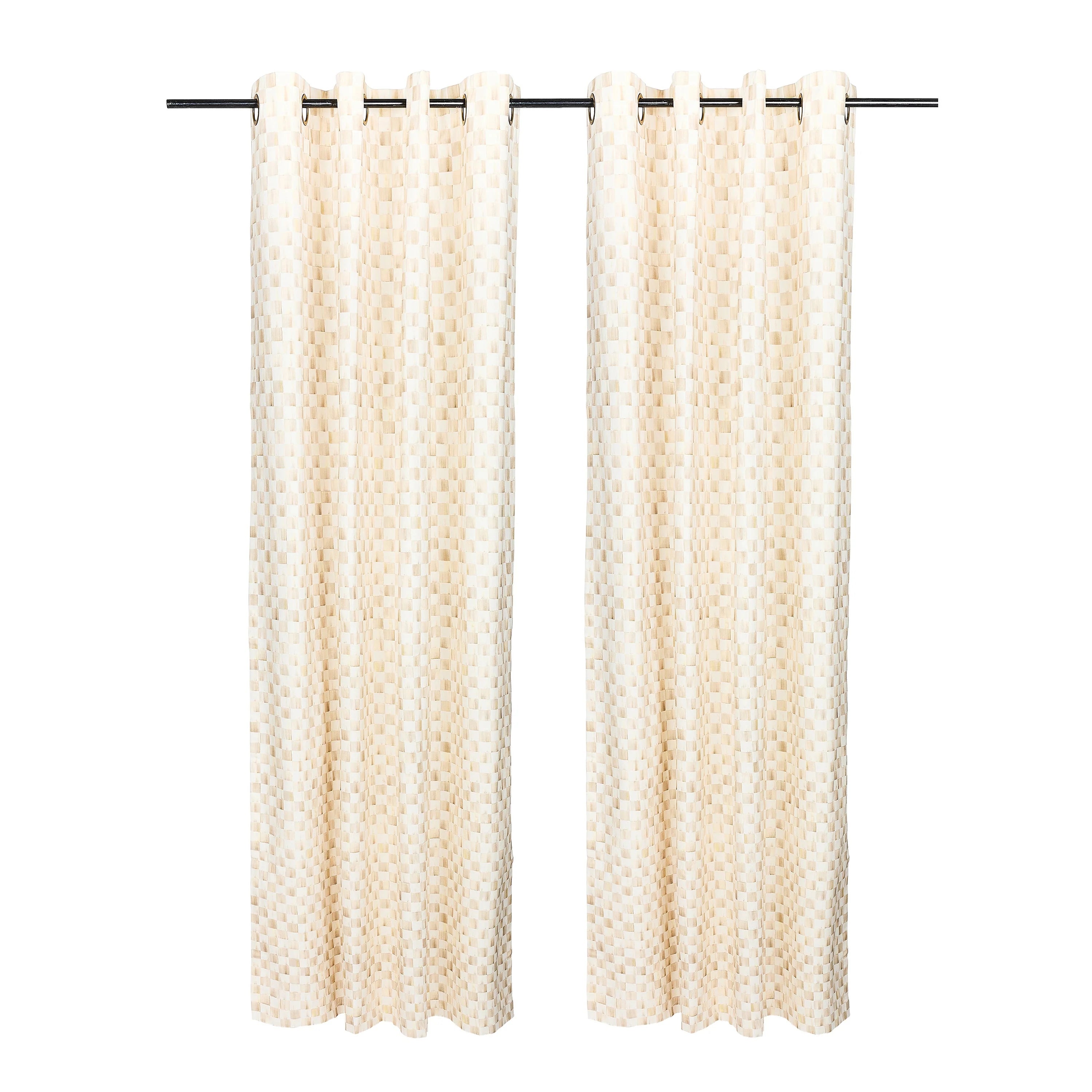 Mocha Check 84¡å Grommet Curtain Panel