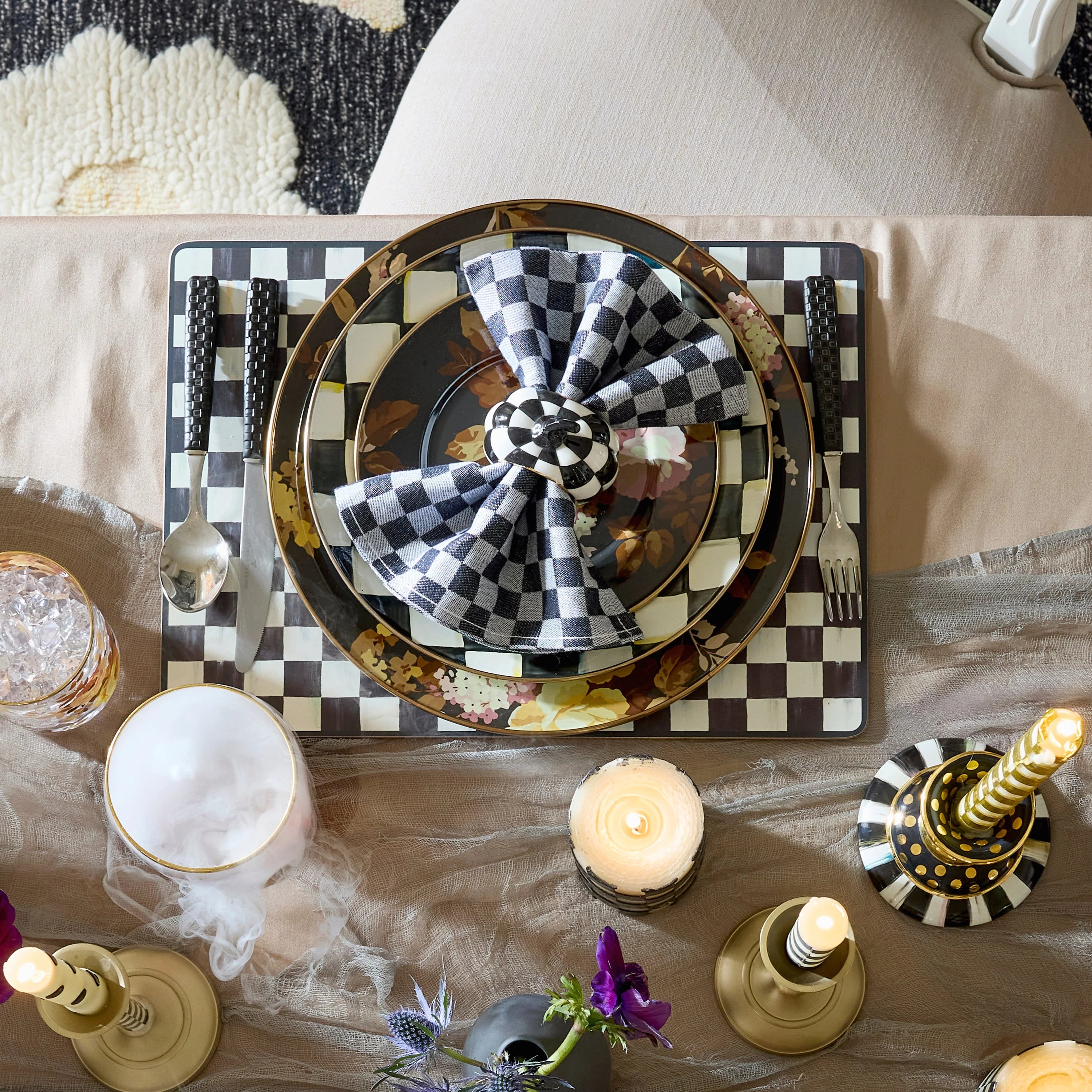 Courtly Check Pumpkin Napkin Rings, Set of 4