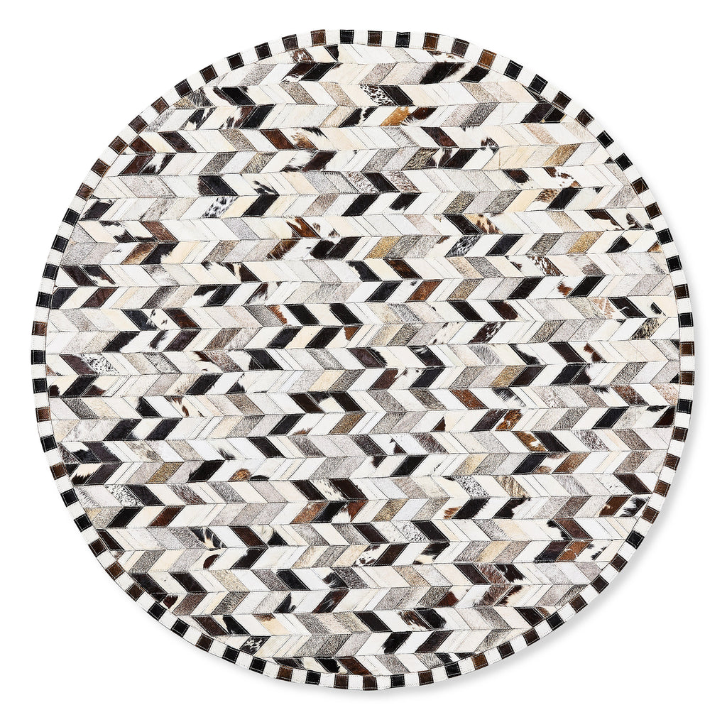 Black Herringbone Hair on Hide 6¡ä Round Rug