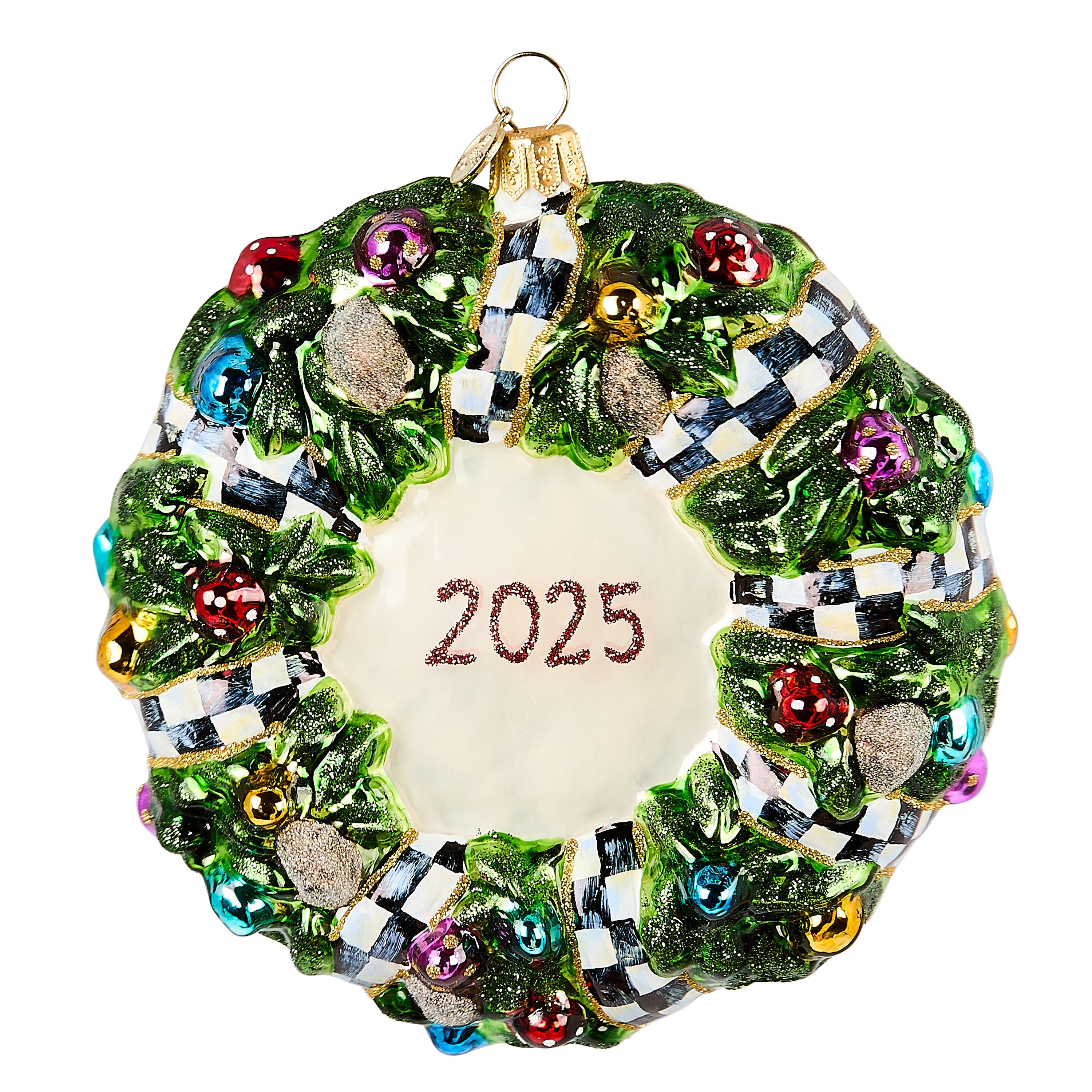 2025 Here Comes Black Santa Wreath Glass Ornament