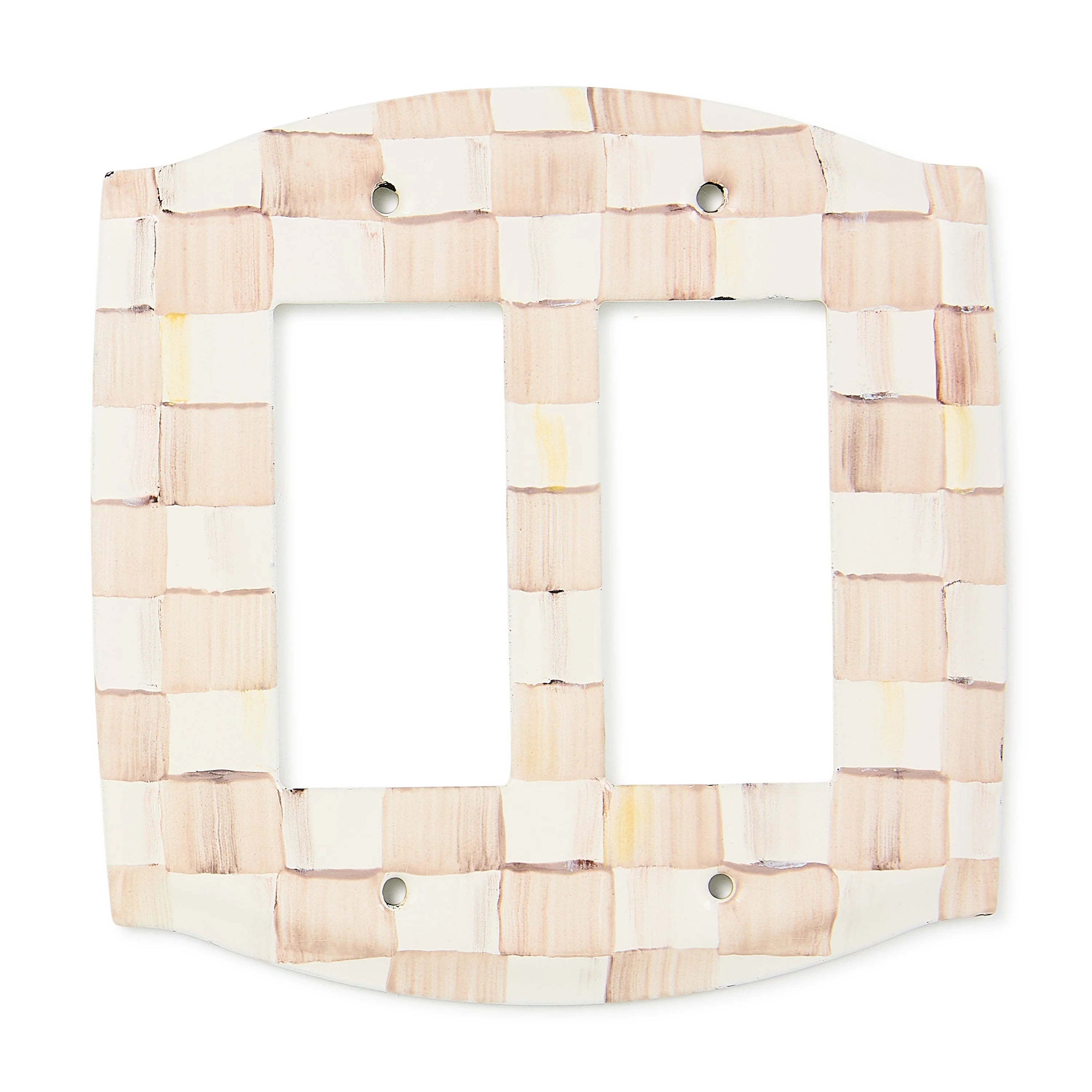 Mocha Check Double Rocker Switch Plate