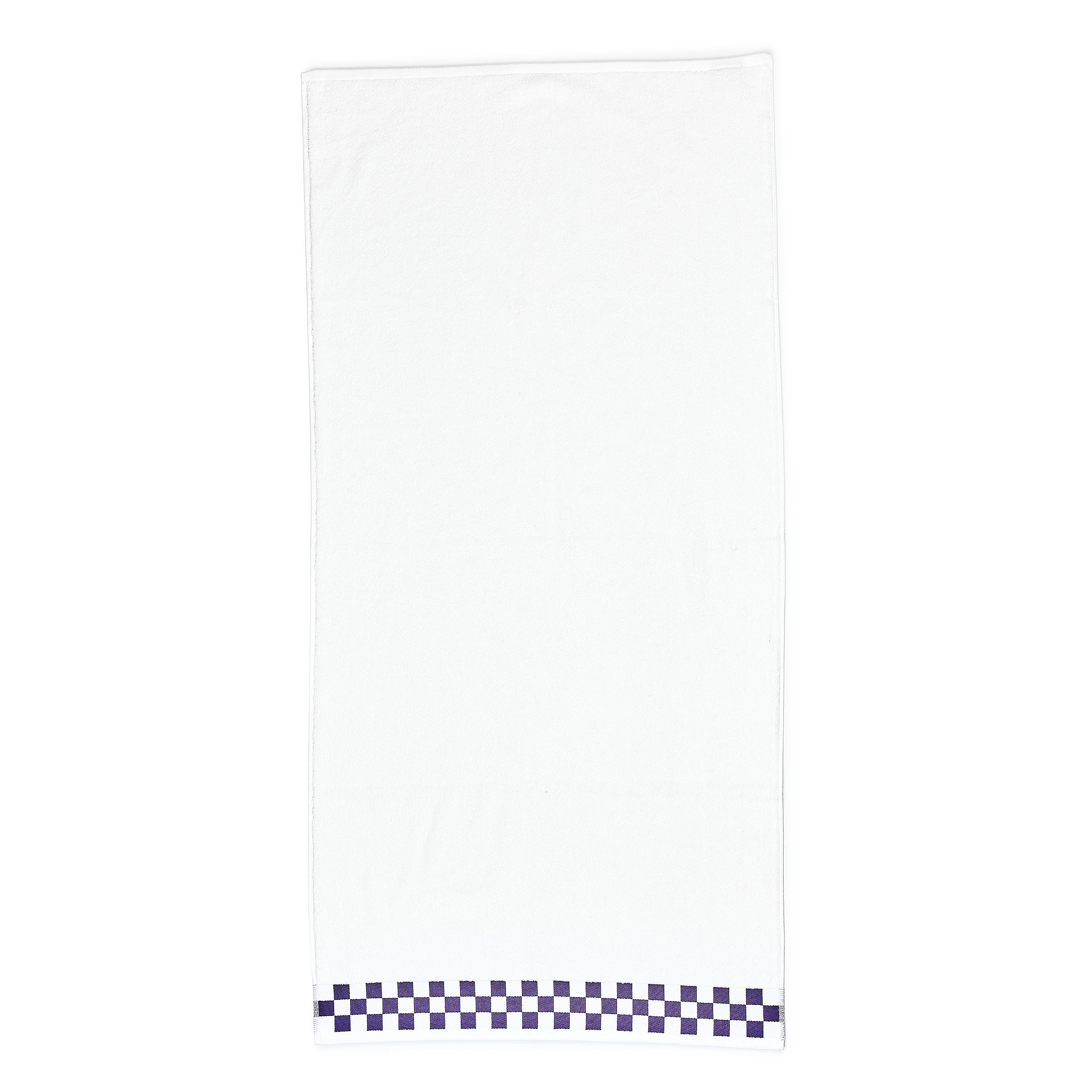 Bath Towel with Plum Check Border