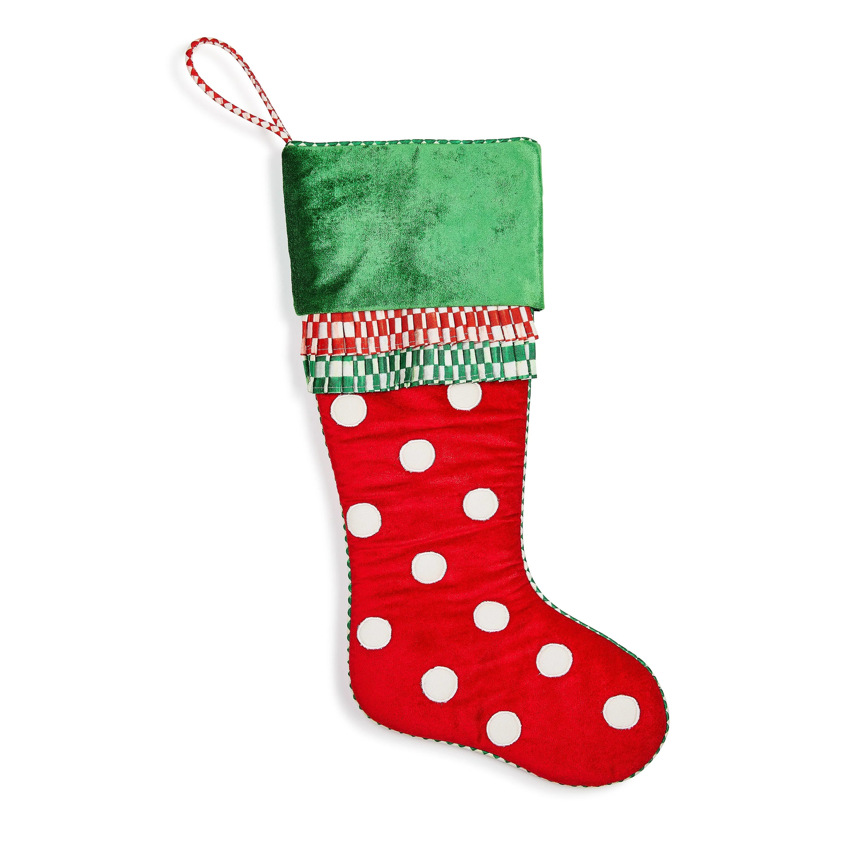 Check It Out Red & White Polka Dot Stocking
