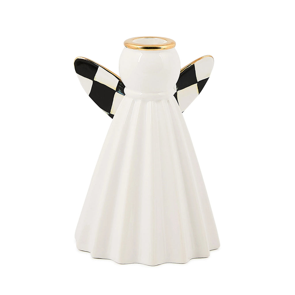 Courtly Noel Short Ceramic Angel Candle Holder