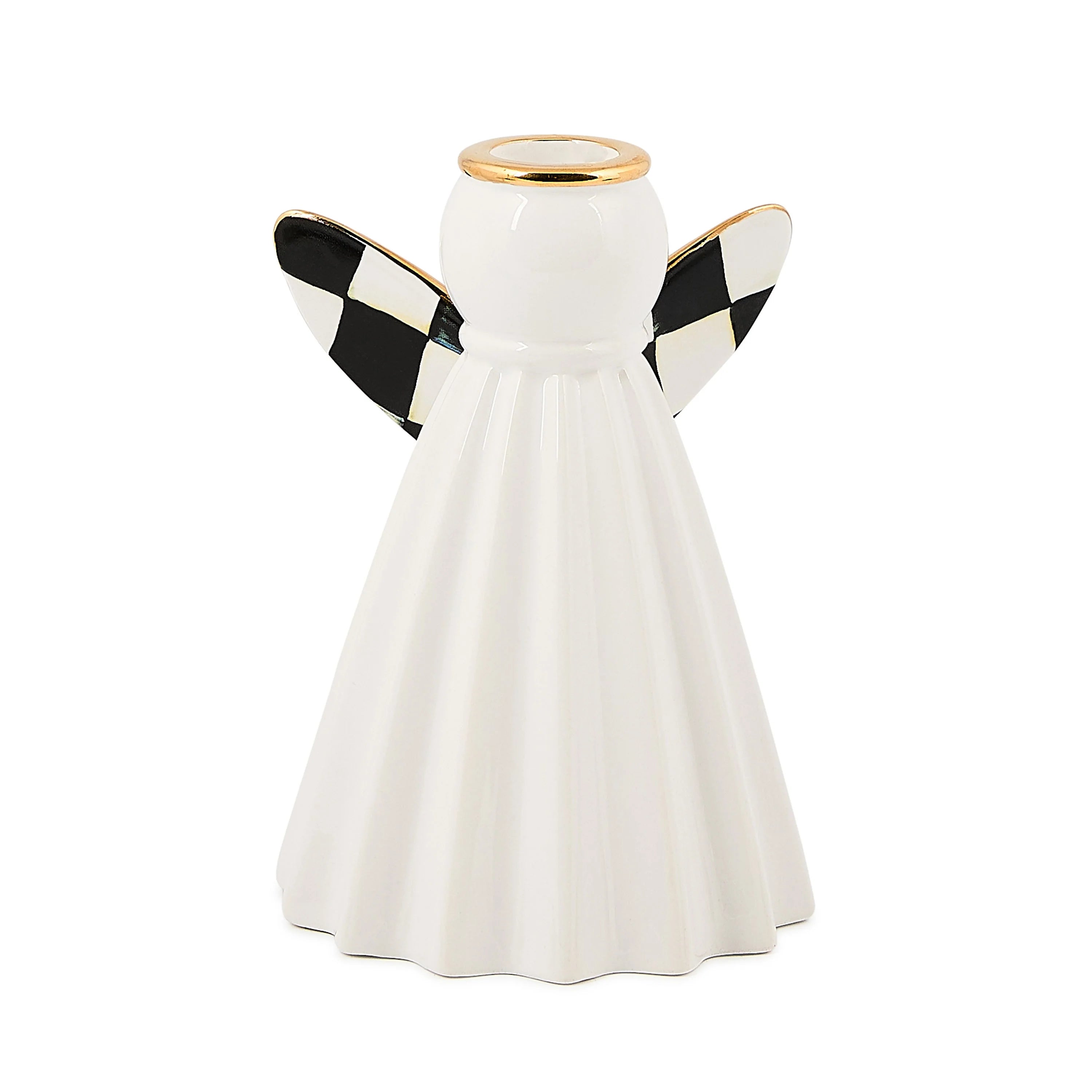 Courtly Noel Short Ceramic Angel Candle Holder